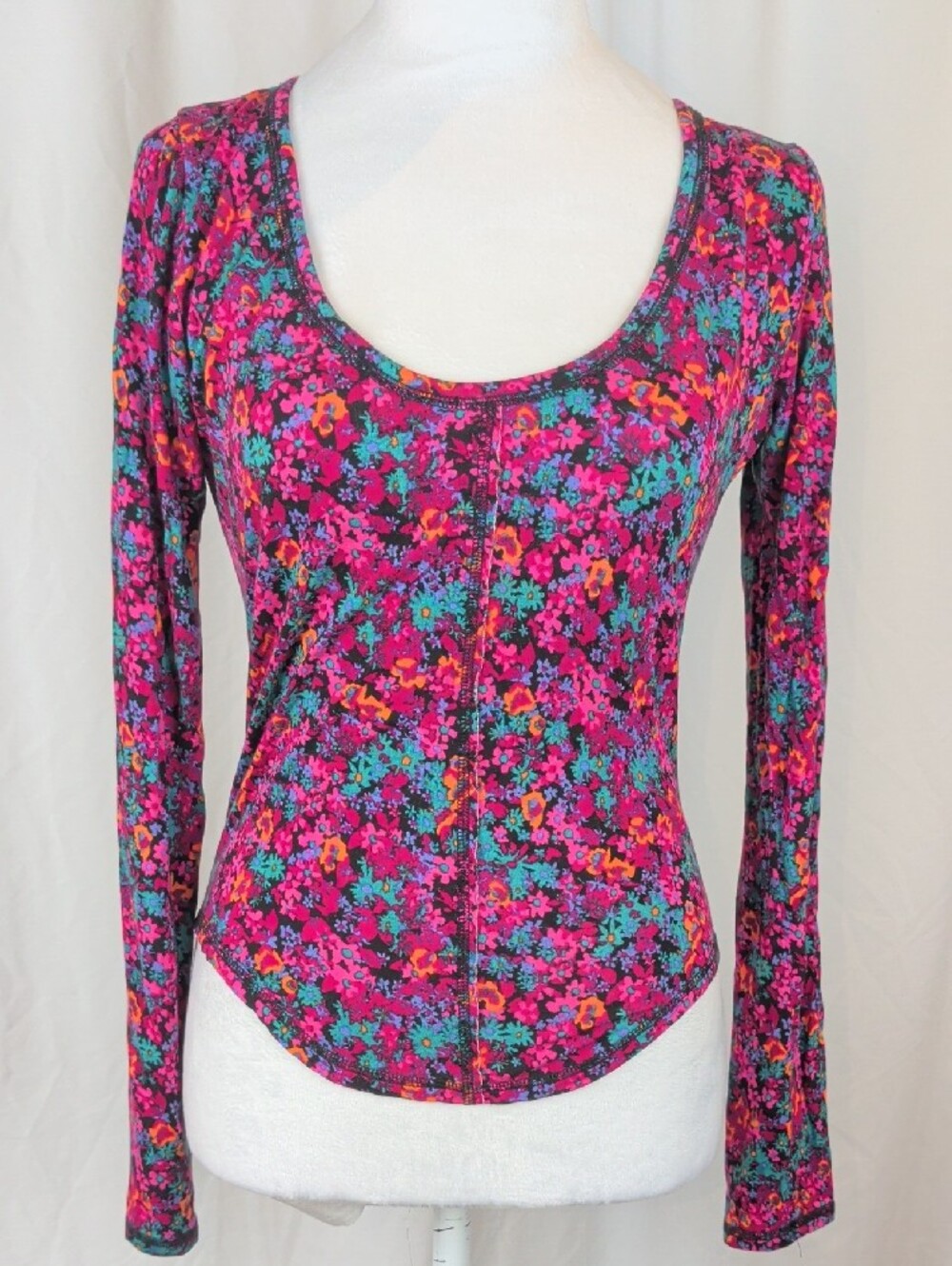 NWOT Free People Intimately  Floral Long Sleeve Top Pink Purple Size S